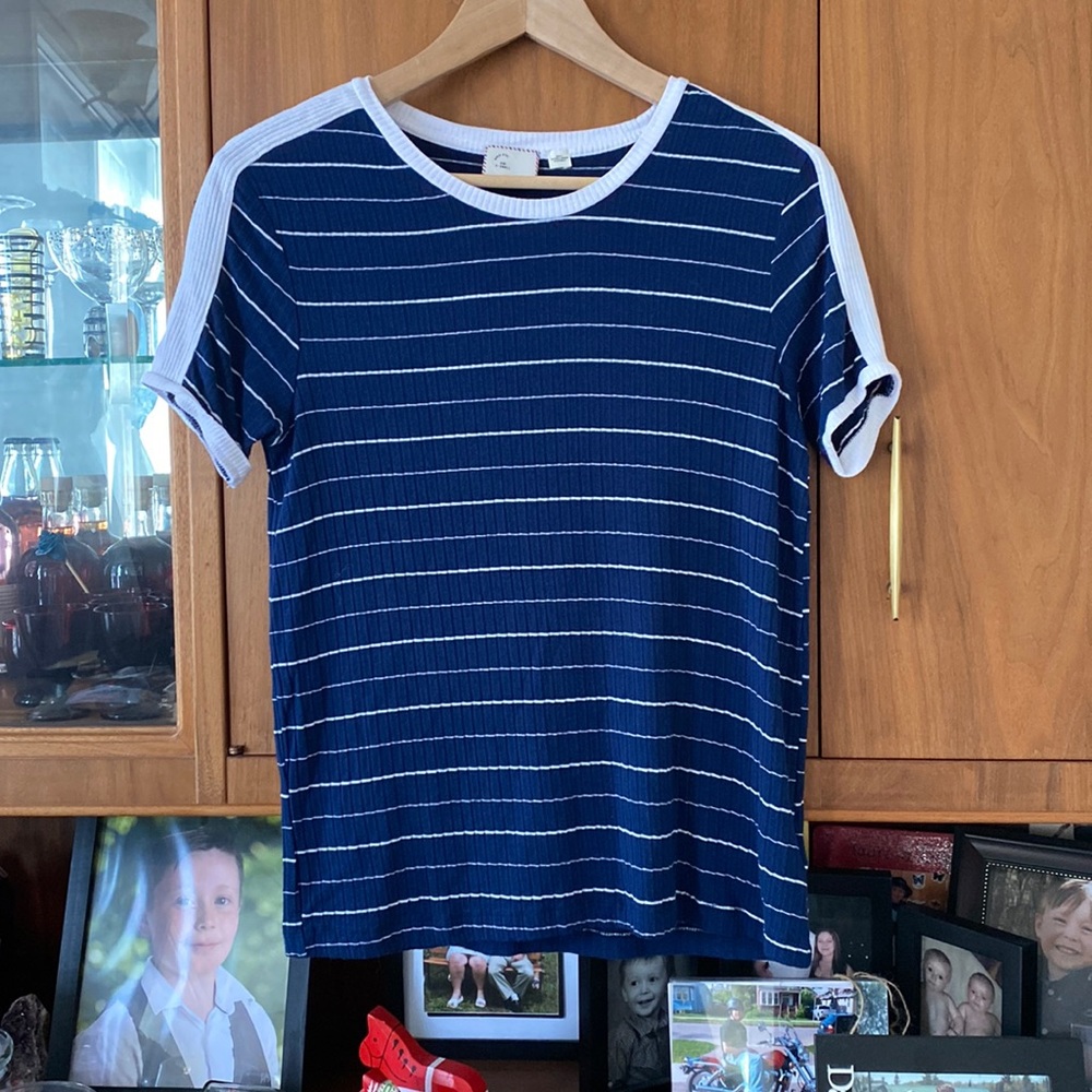 ANTHROPOLOGIE Blue and White Tee